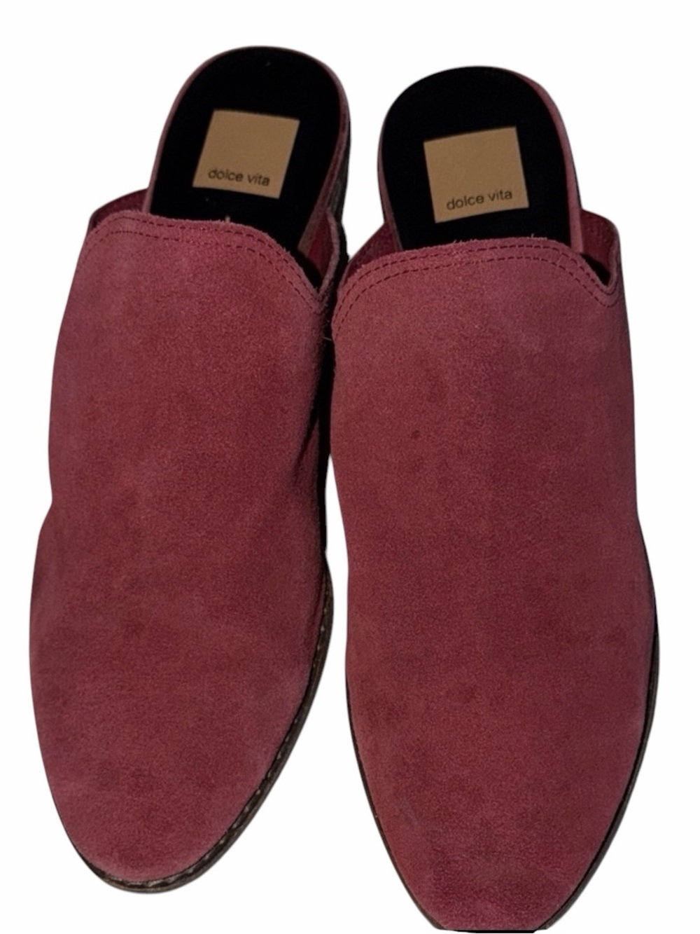 Dolce Vita size 10 rusty red suede mules with 2” heel